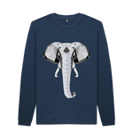 Navy Blue Printed Sweater Front