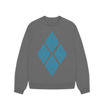 Slate Grey Blue Diamonds Oversized Jumper