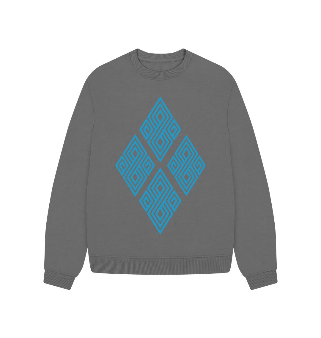 Slate Grey Blue Diamonds Oversized Jumper