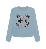 Stone Blue Printed Boxy Jumpers Front