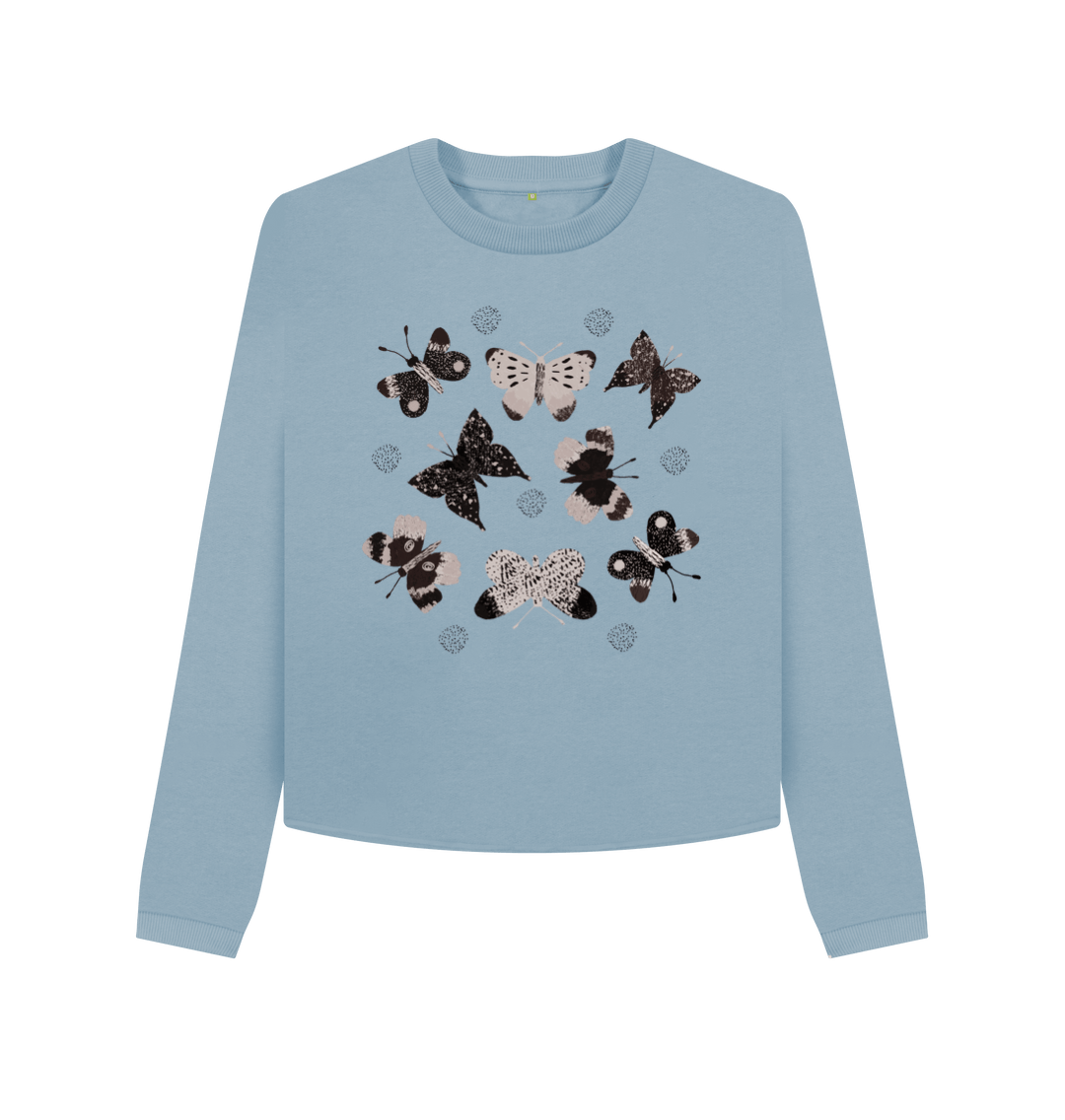 Stone Blue Printed Boxy Jumpers Front
