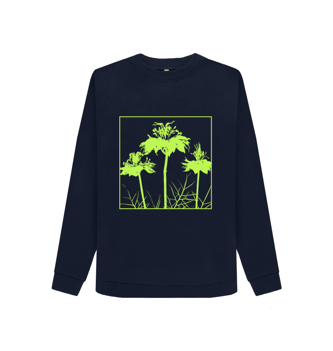 Navy Blue Printed Sweater Front