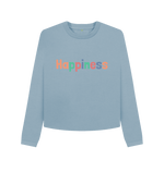Stone Blue Printed Boxy Jumpers Front