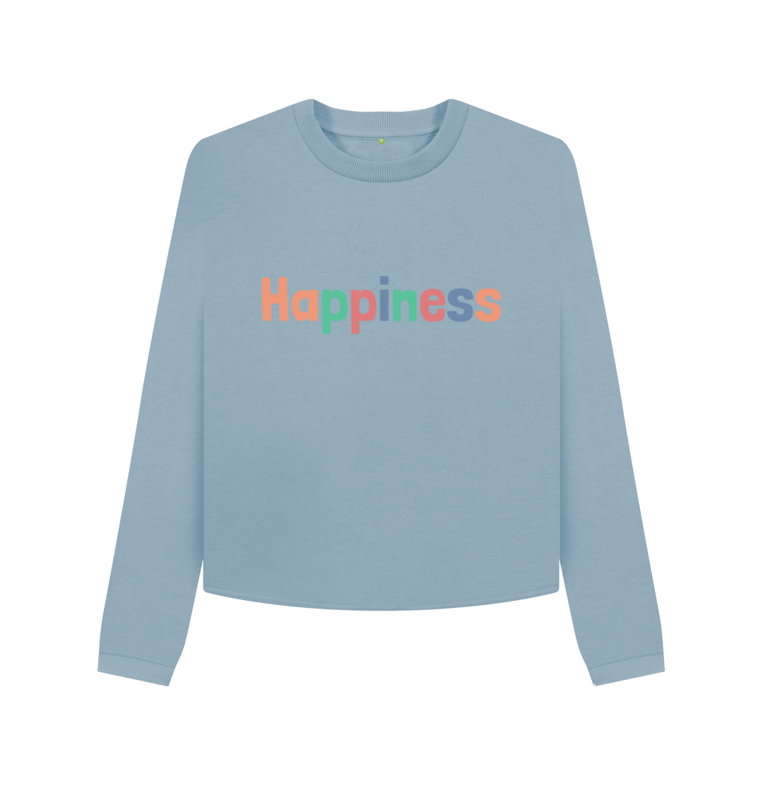Stone Blue Printed Boxy Jumpers Front