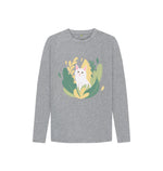 Athletic Grey Cute Cat Long Sleeve Tee