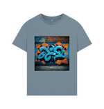 Stone Blue Grafiti Oversized Tee