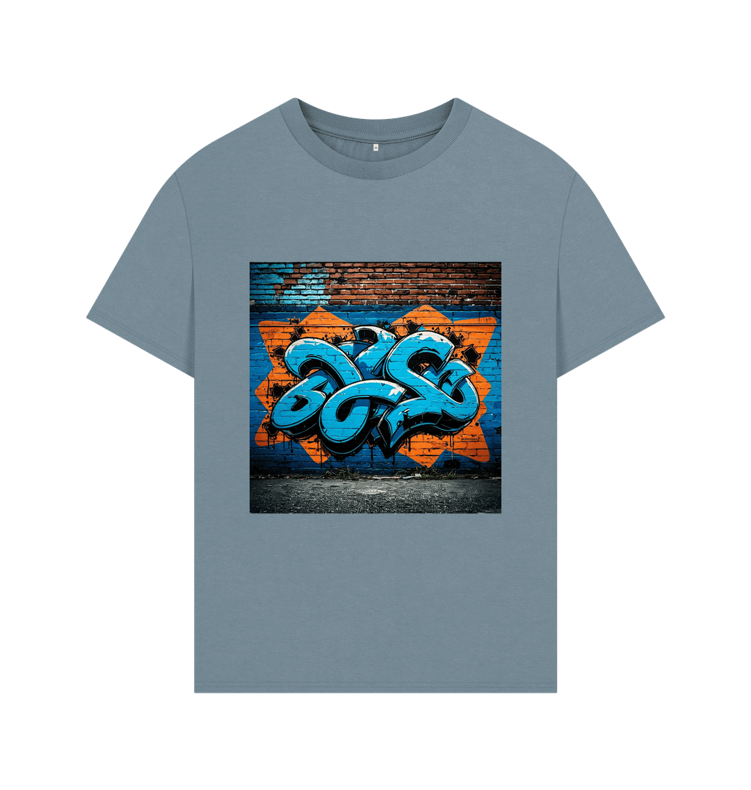 Stone Blue Grafiti Oversized Tee