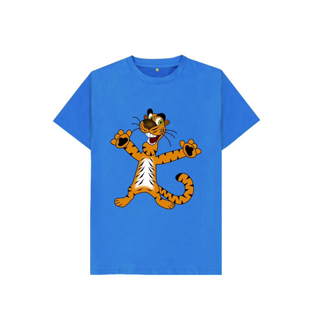 Bright Blue Happy Tiger Tee