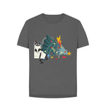 Slate Grey Cat And The Chrsitmas Tree Tee