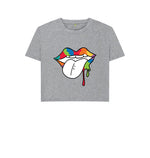 Athletic Grey Rainbow Lips Boxy Tee