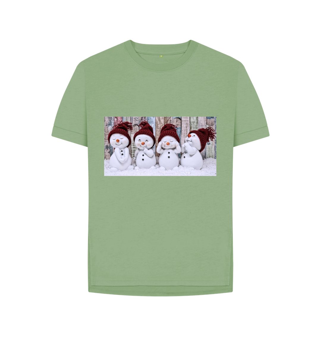 Sage Cute Snowmen Relaxed Tee