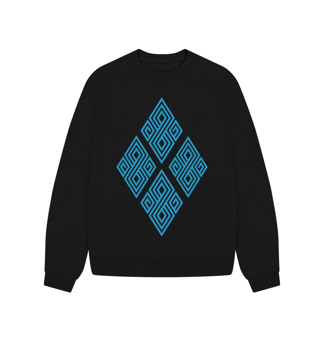 Black Blue Diamonds Oversized Jumper