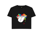 Black Rainbow Lips Boxy Tee