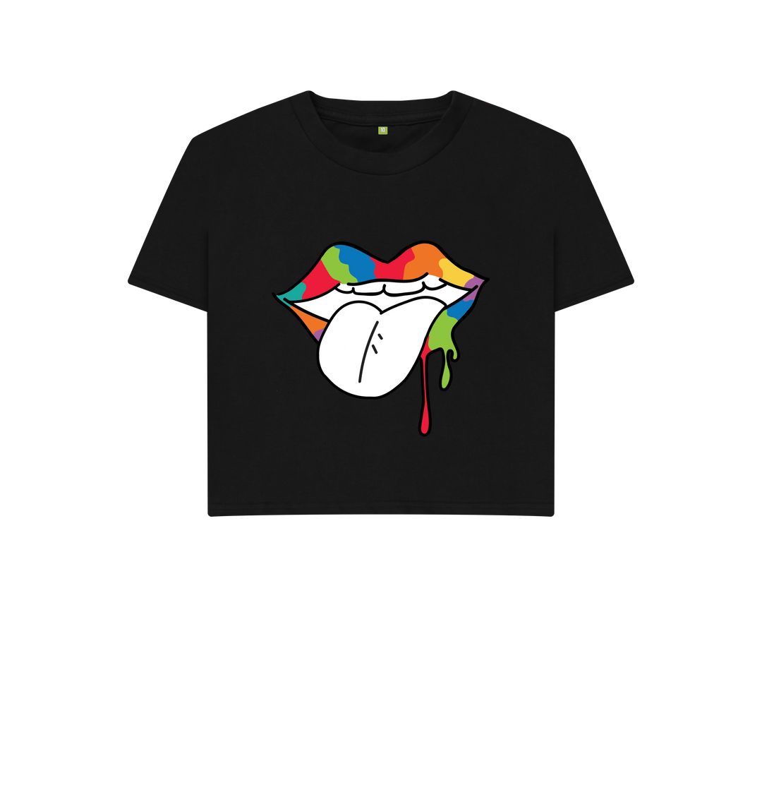 Black Rainbow Lips Boxy Tee