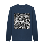 Navy Blue Printed Sweater Front
