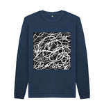 Navy Blue Scribble Crew Neck Jumper