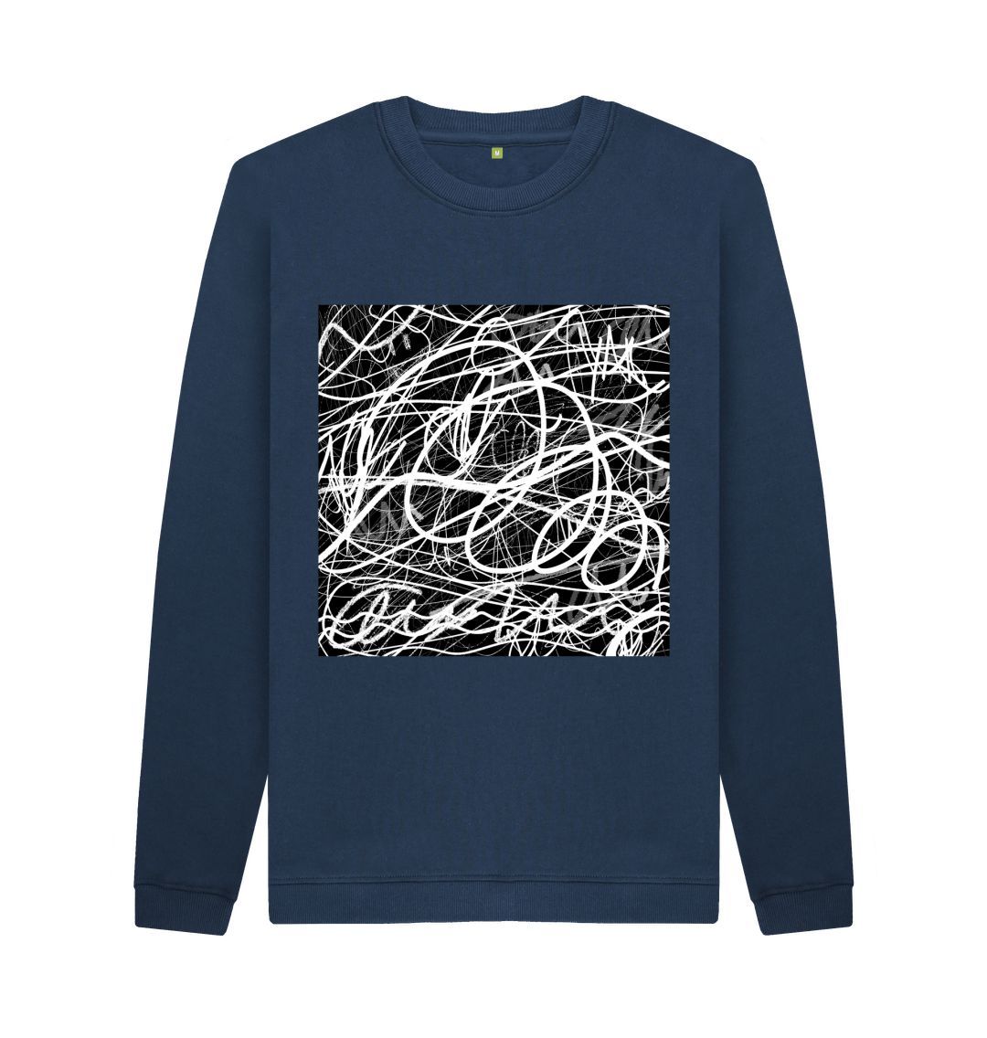 Navy Blue Scribble Crew Neck Jumper