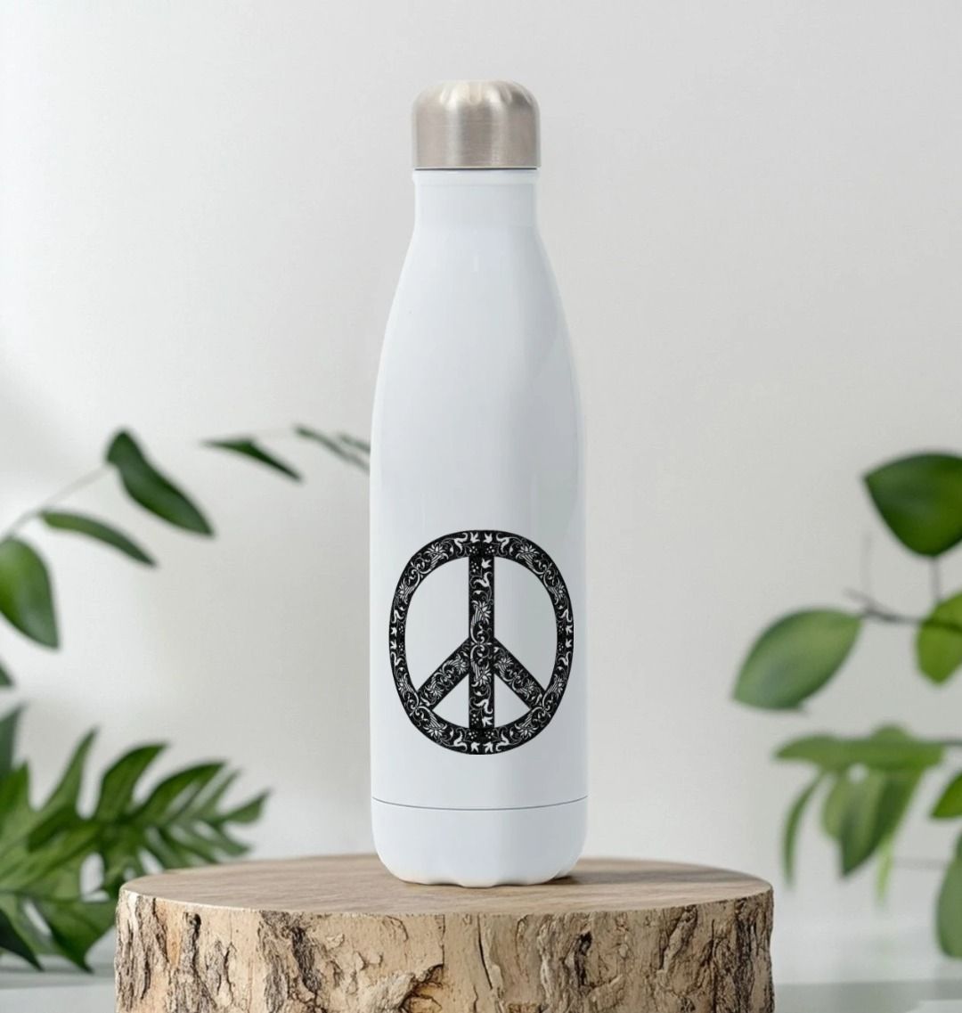 Stainless Steel Vintage Peace Sign Water Bottle