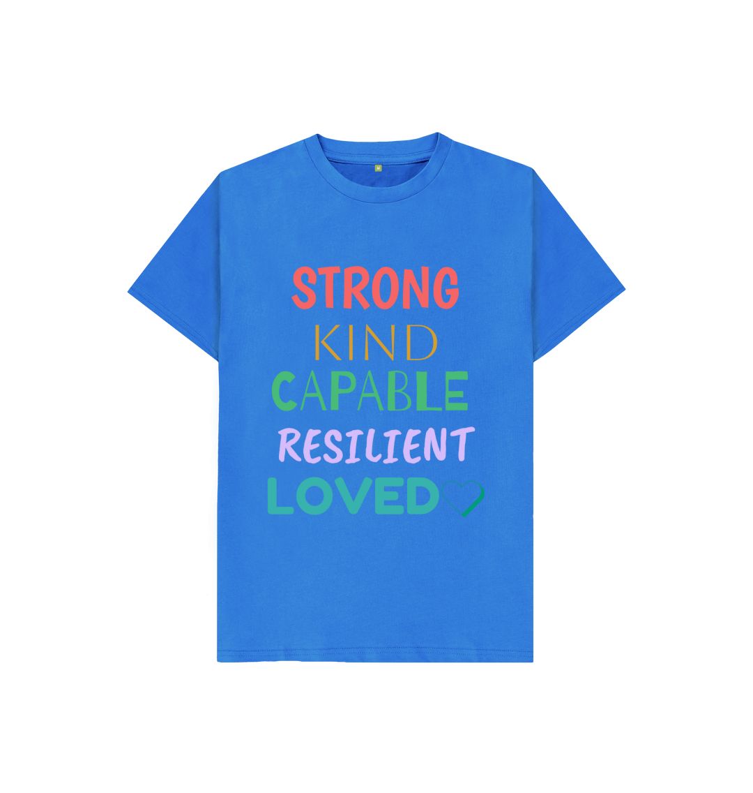 Bright Blue I Am Strong And Loved Tee