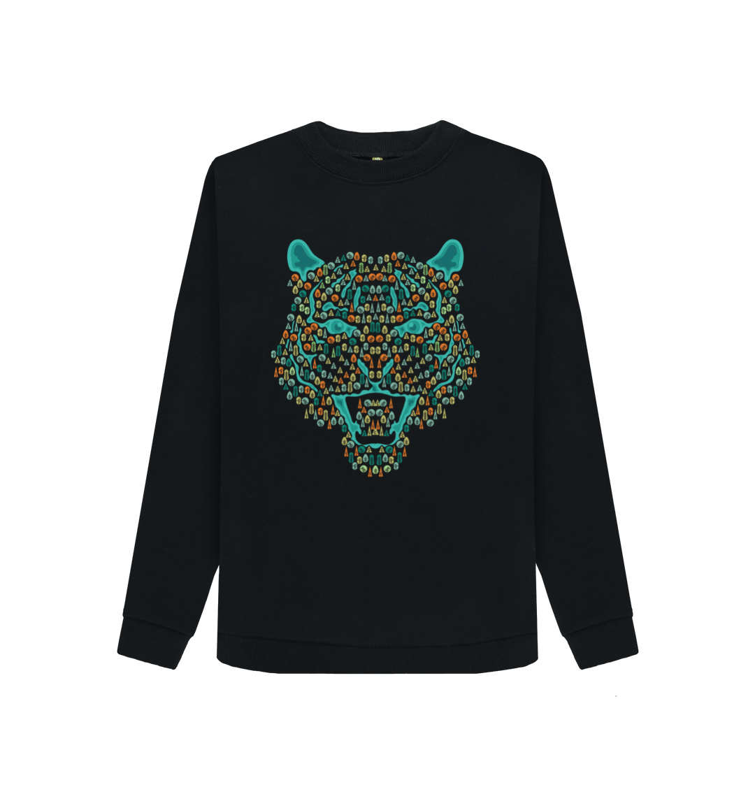 Black Printed Sweater Front