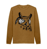 Brown Night Owl Crew Neck Jumper