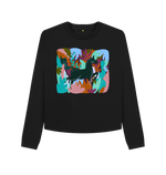Black Printed Boxy Jumpers Front