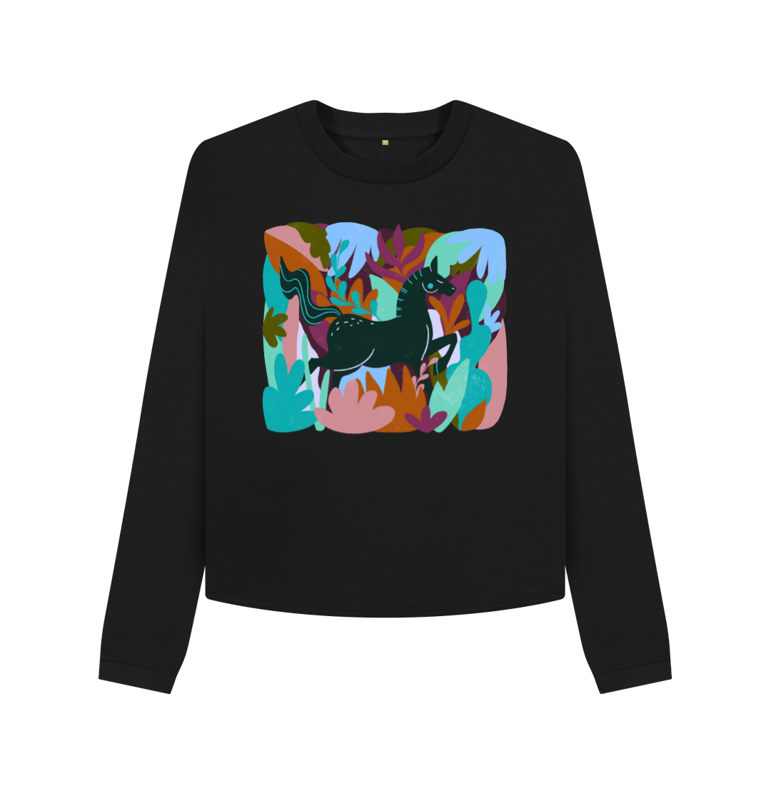 Black Printed Boxy Jumpers Front