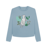 Stone Blue Printed Boxy Jumpers Front