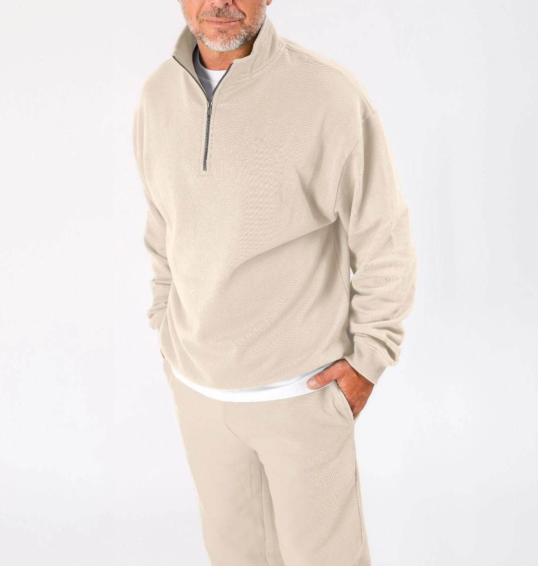 Unisex Plain Quarter-Zip Sweatshirt