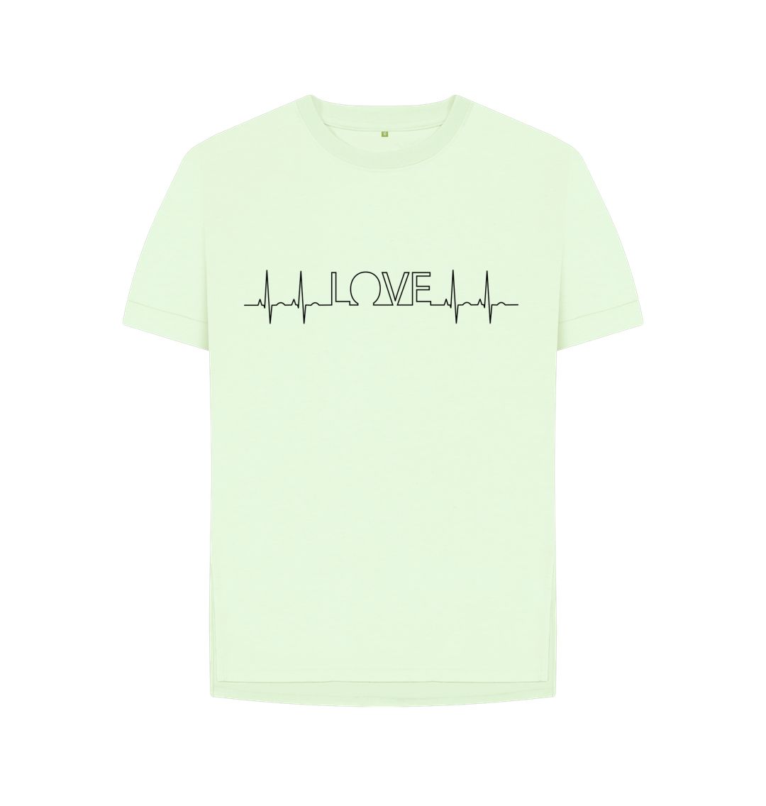 Pastel Green Love Line Relaxed Fit Tee