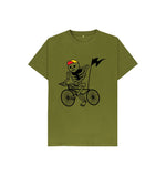 Moss Green Skeleton On The Bike Tee