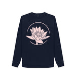 Navy Blue Lotus Crew Neck Sweatshirt