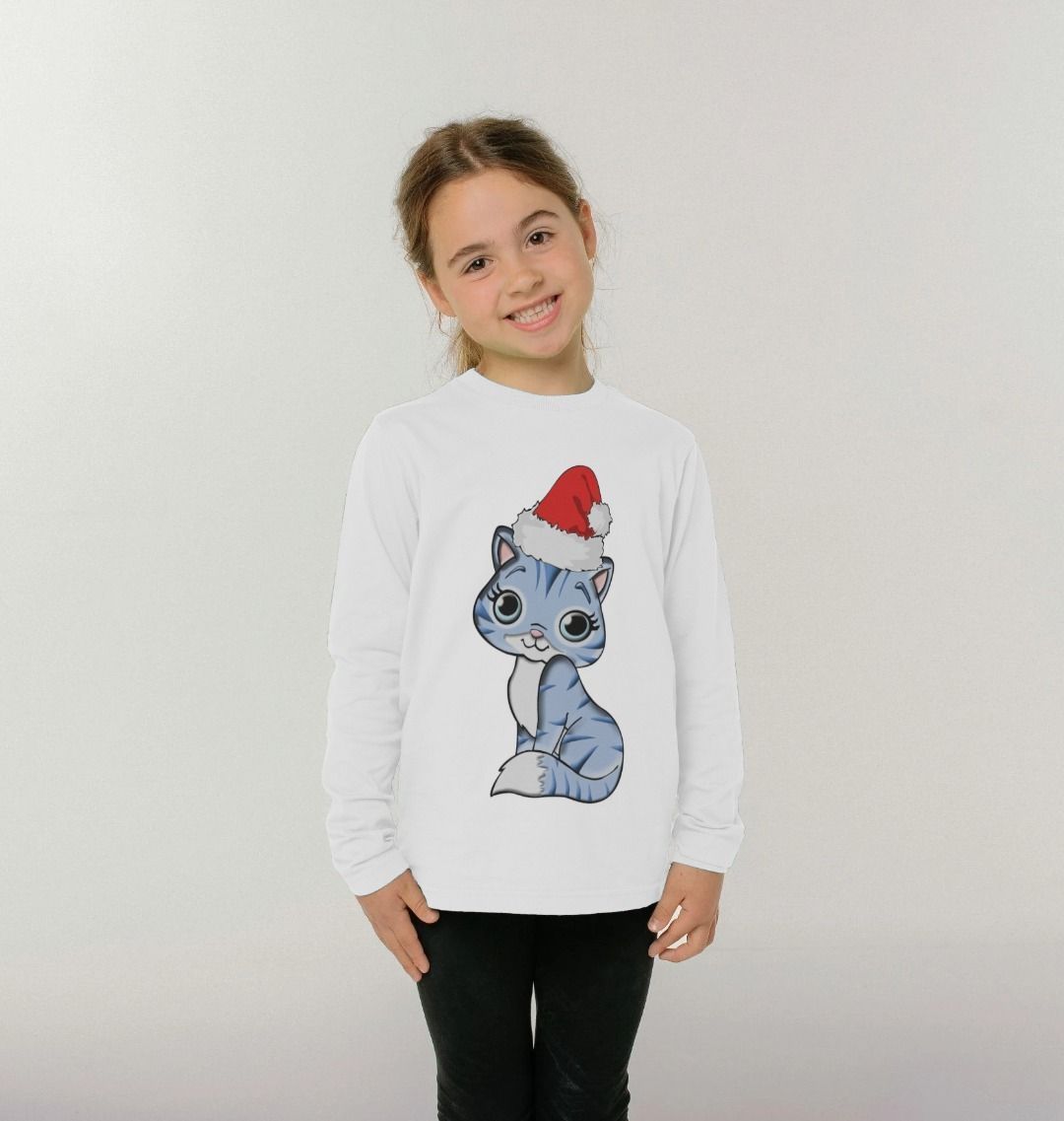 Cute Christmas Cat Long Sleeves Tee