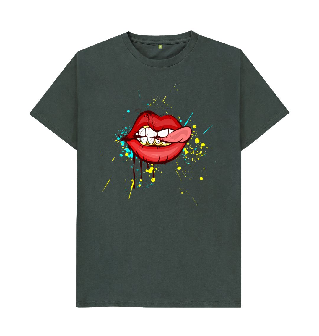 Dark Grey Red Cheeky Lips Tee