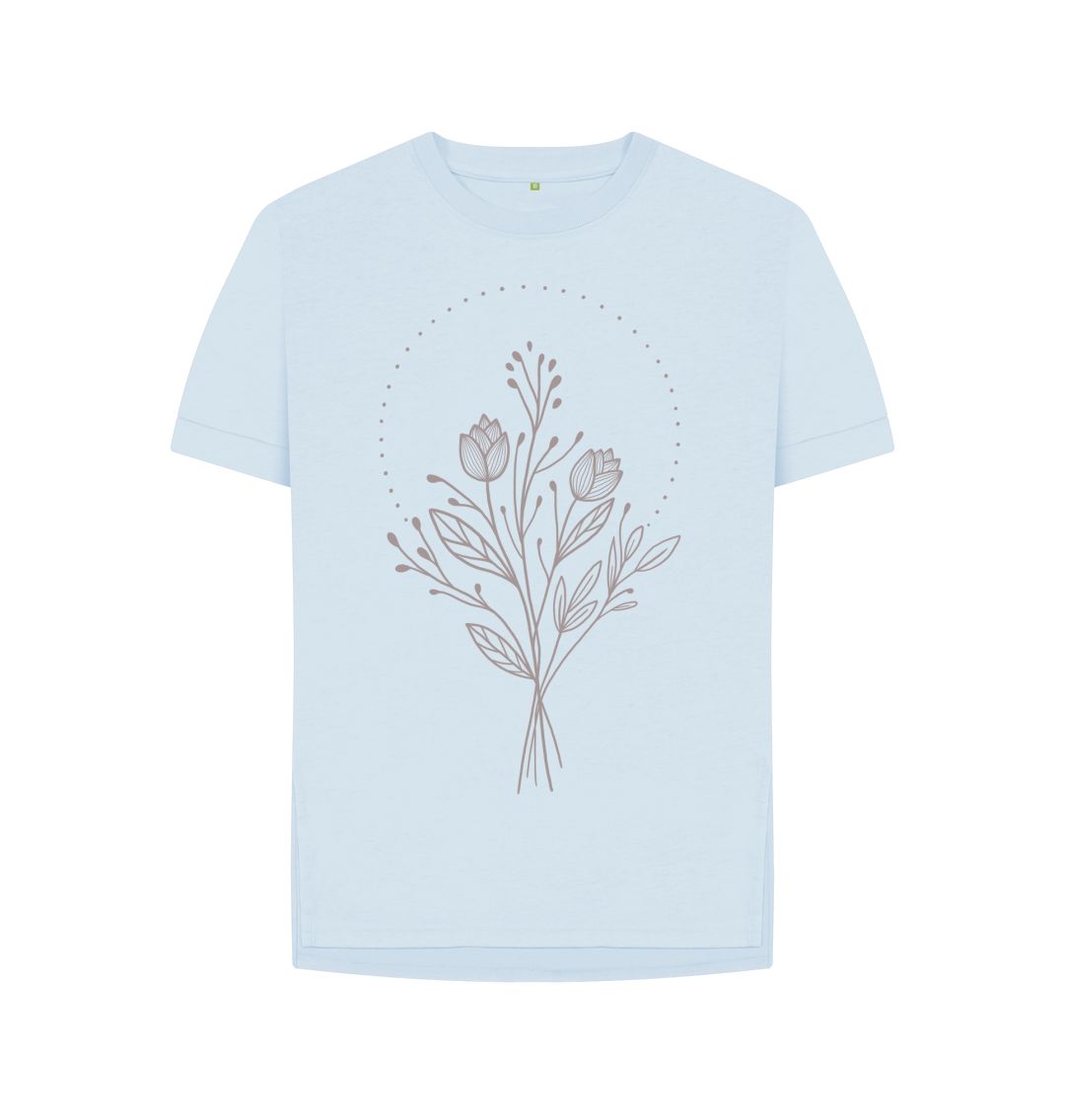 Sky Blue Grey Tulips Relaxed Fit Tee