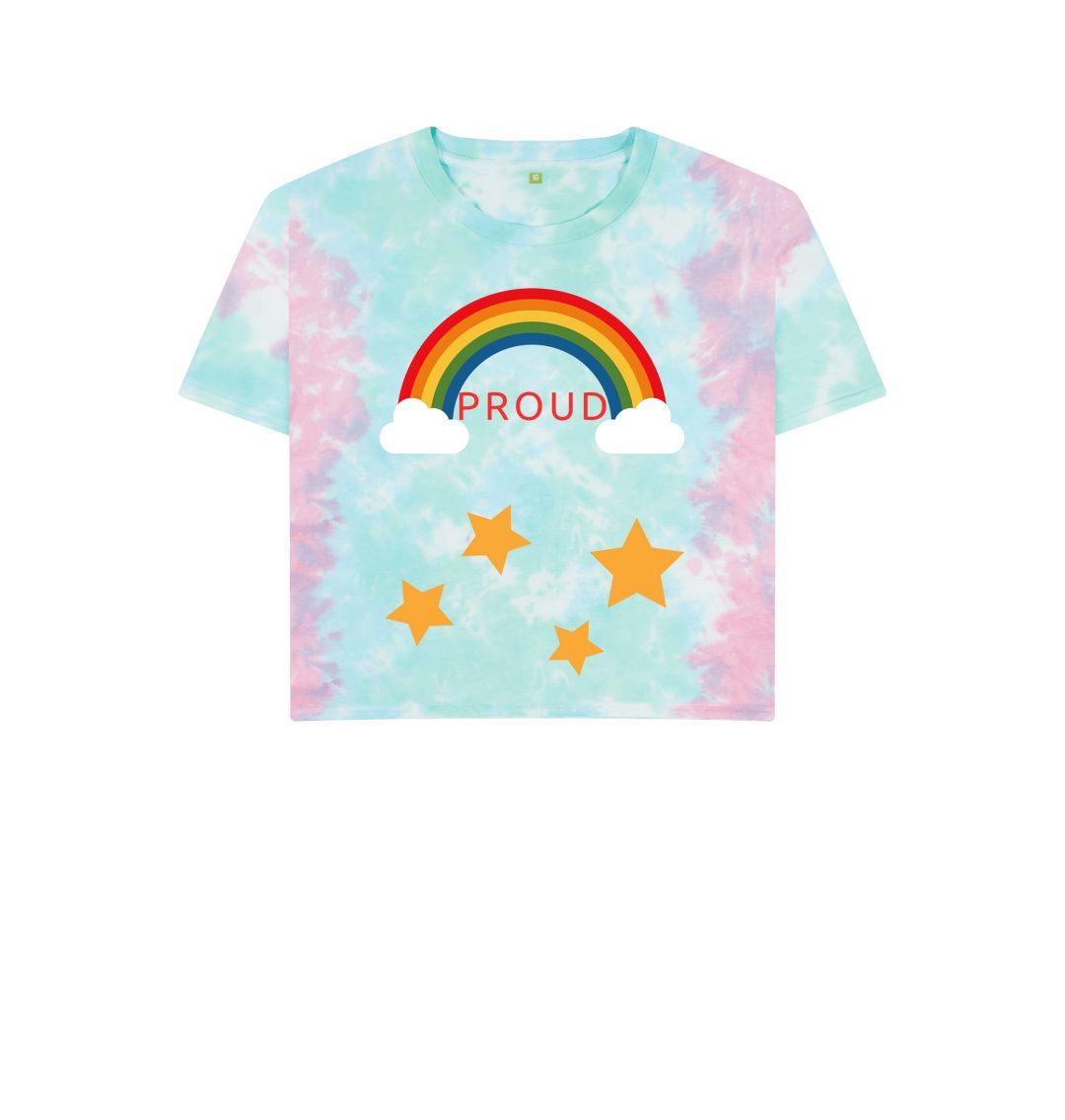 Pastel Tie Dye Rainbow And Stars Proud Boxy Tee