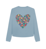 Stone Blue Printed Boxy Jumpers Back
