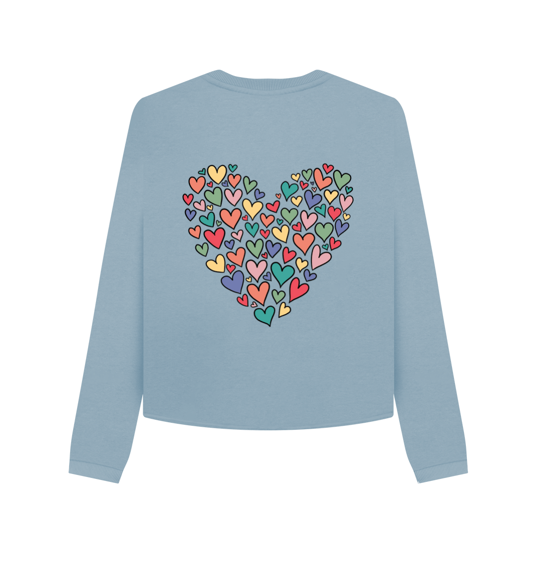 Stone Blue Printed Boxy Jumpers Back