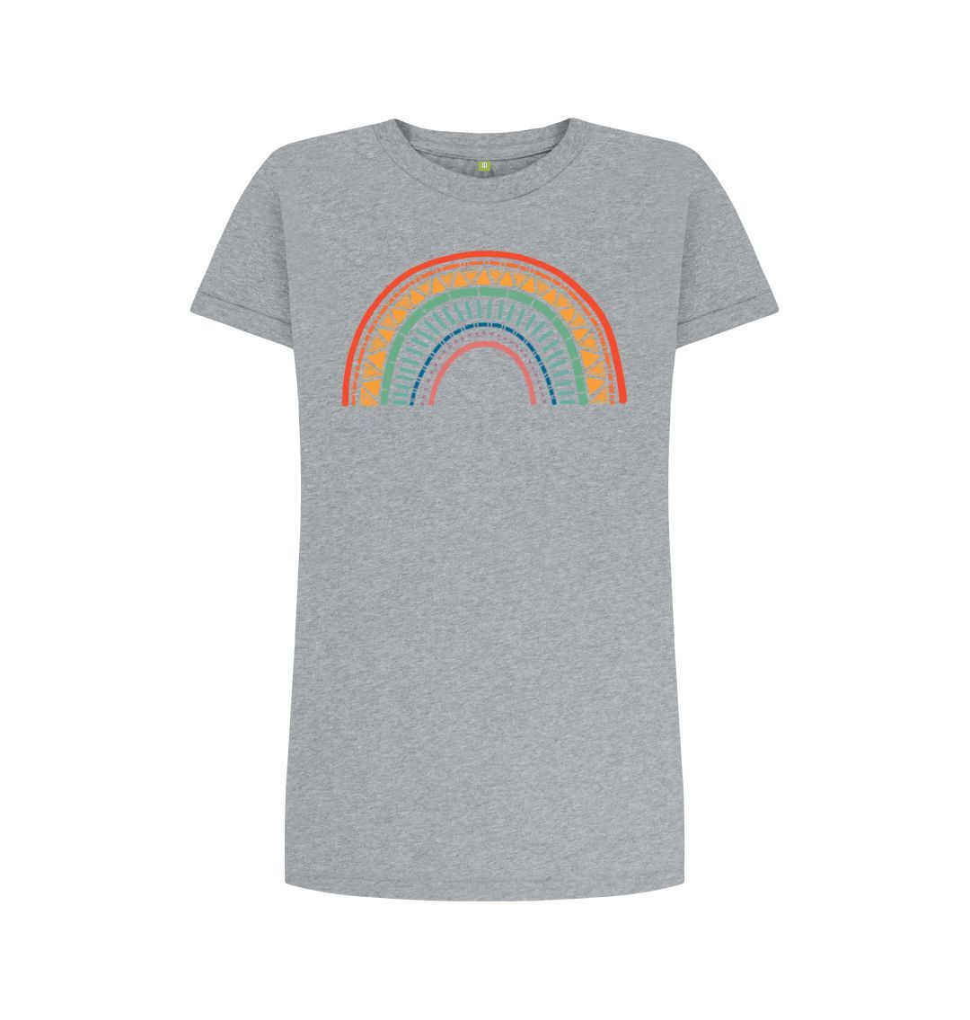 Athletic Grey Patterned Rainbow Tee Dress