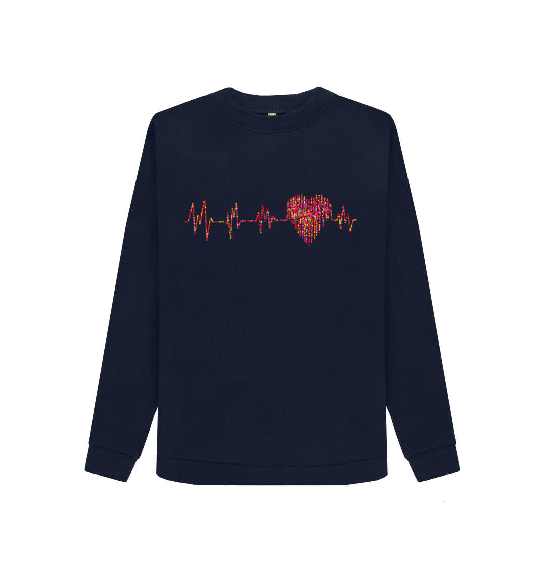 Navy Blue Printed Sweater Front