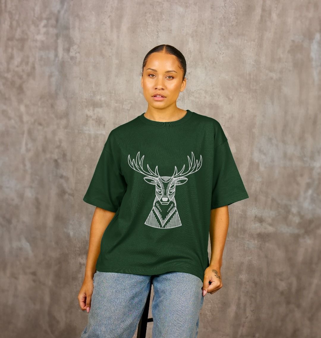 White Christmas Reindeer Oversized Tee