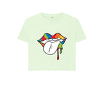 Pastel Green Rainbow Lips Boxy Tee