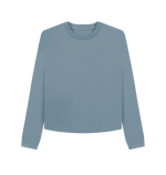 Stone Blue Printed Boxy Jumpers Front