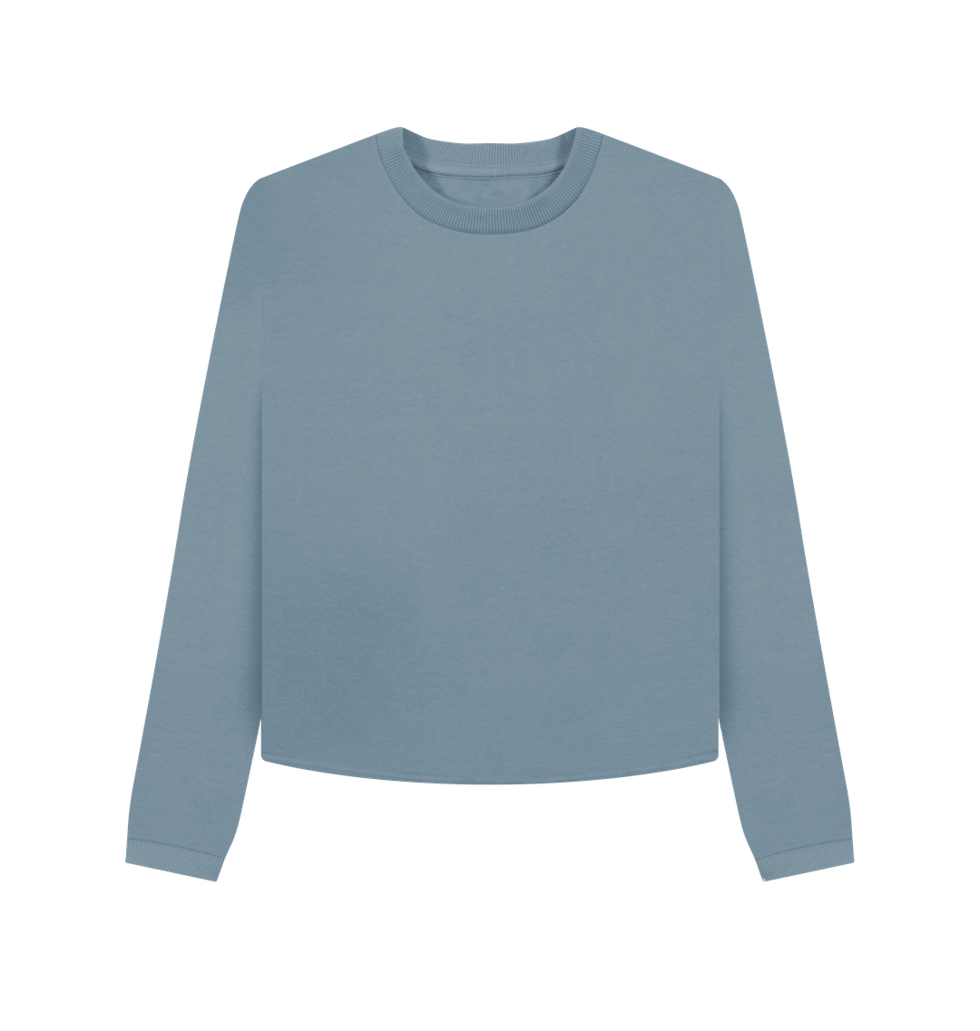 Stone Blue Printed Boxy Jumpers Front