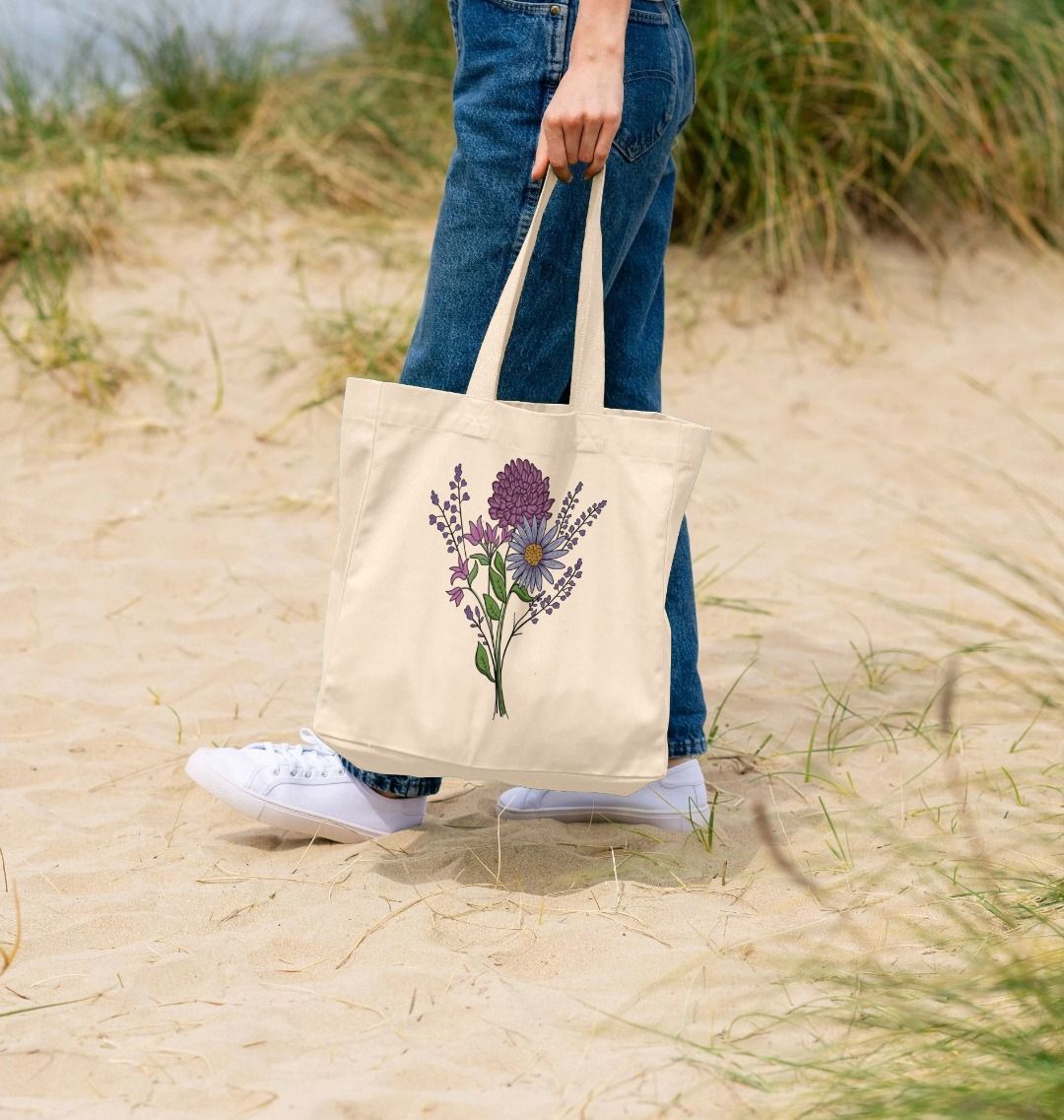 Purple Flowers Shopper Tote