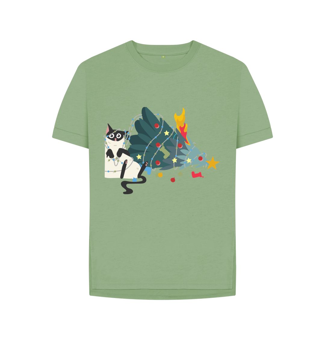 Sage Cat And The Chrsitmas Tree Tee