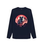 Navy Blue Printed Sweater Front