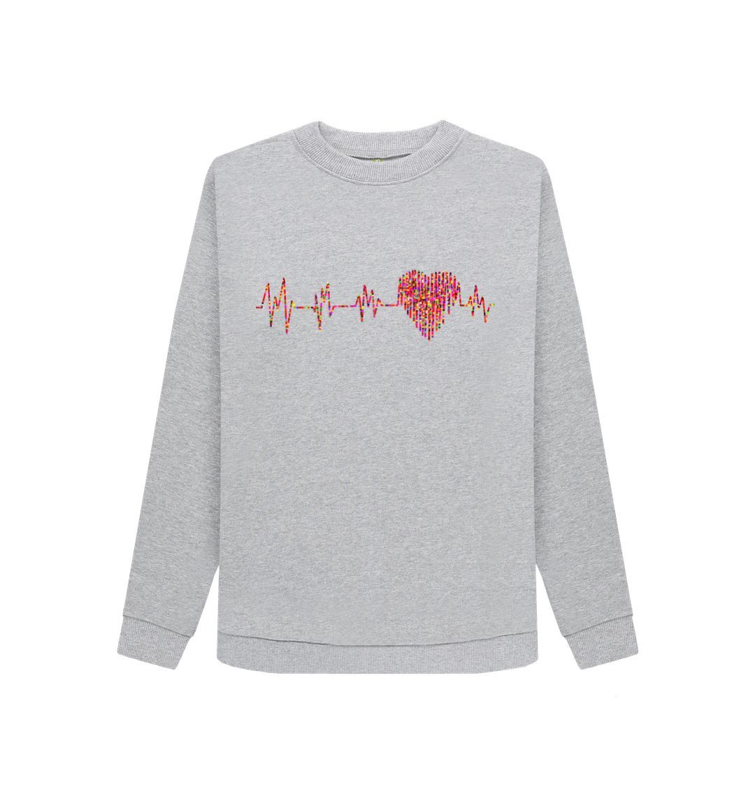 Light Heather Heart Line Crew Neck Sweatshirt