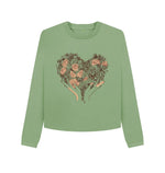 Sage Heart With Roses Boxy Jumper