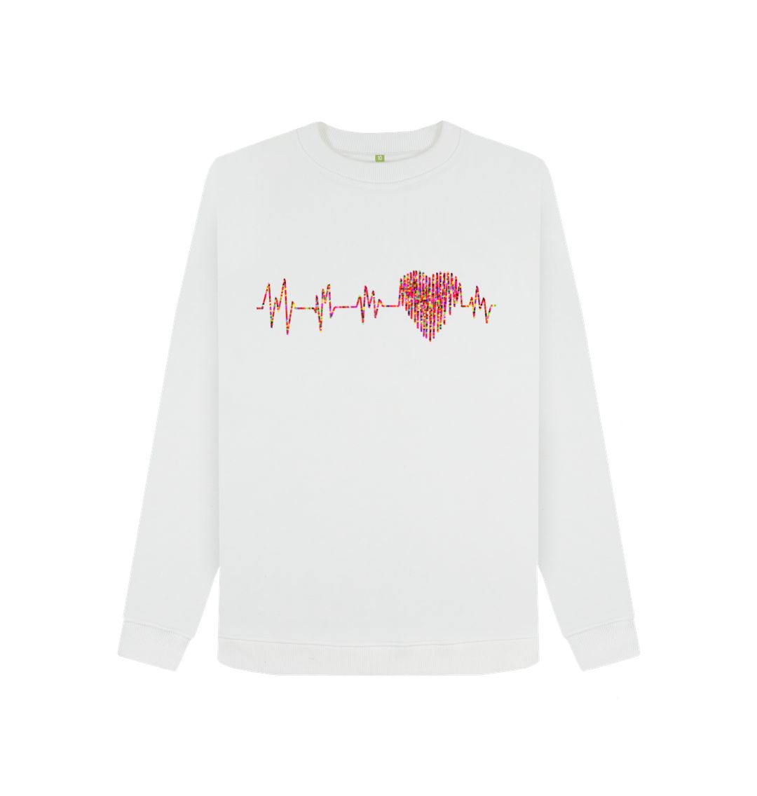 White Heart Line Crew Neck Sweatshirt